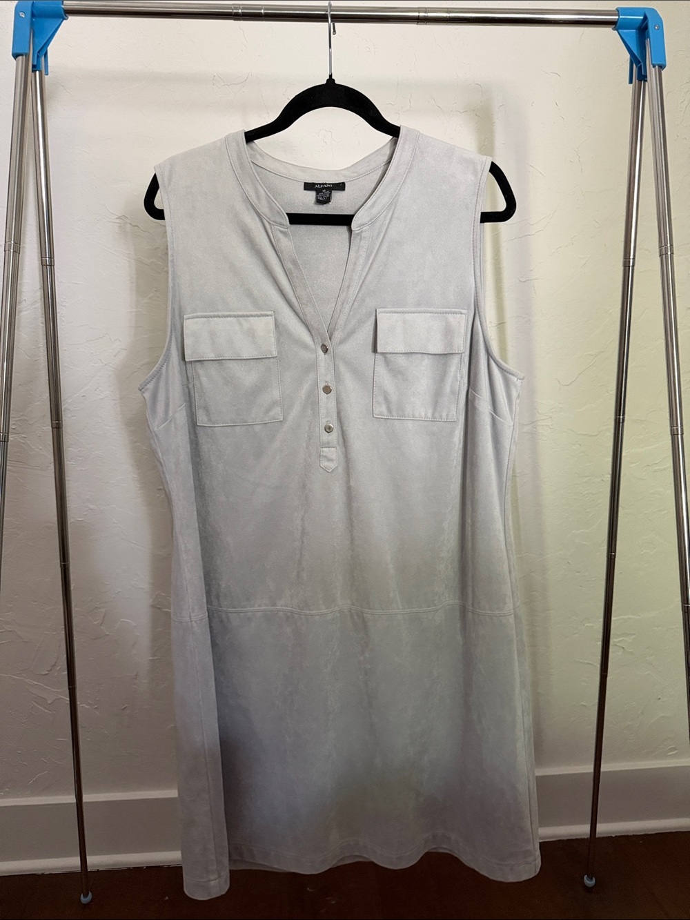 Alfani Sleeveless Faux Suede Utility Tunic in Light Gray